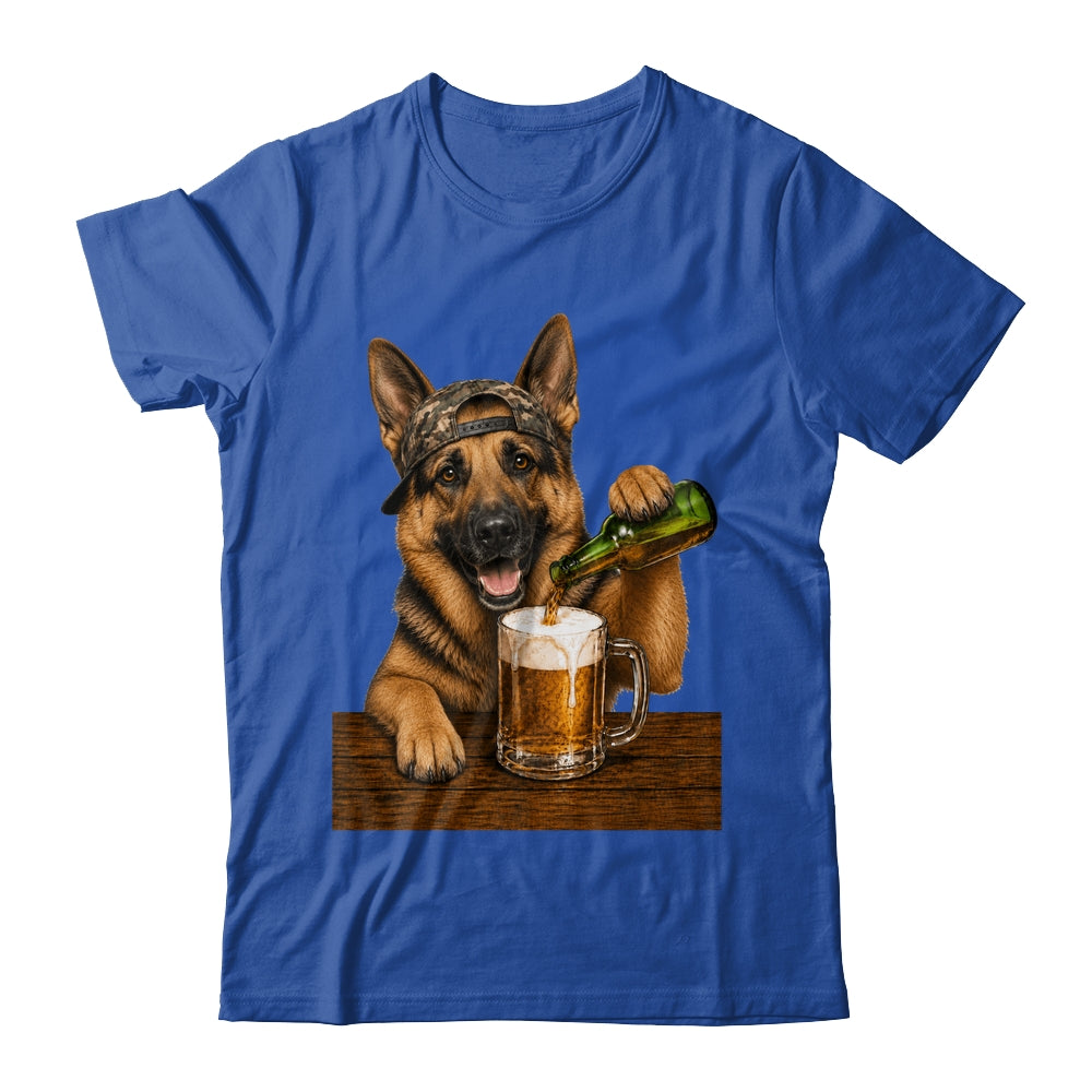 German Shepherd Drinking Beer Funny Dog Meme Fathers Day Shirt & Hoodie | siriusteestore