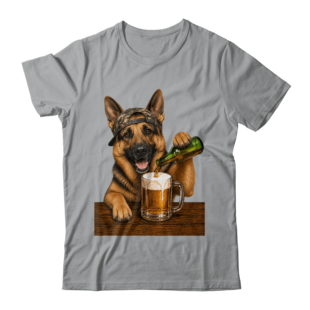 German Shepherd Drinking Beer Funny Dog Meme Fathers Day Shirt & Hoodie | siriusteestore
