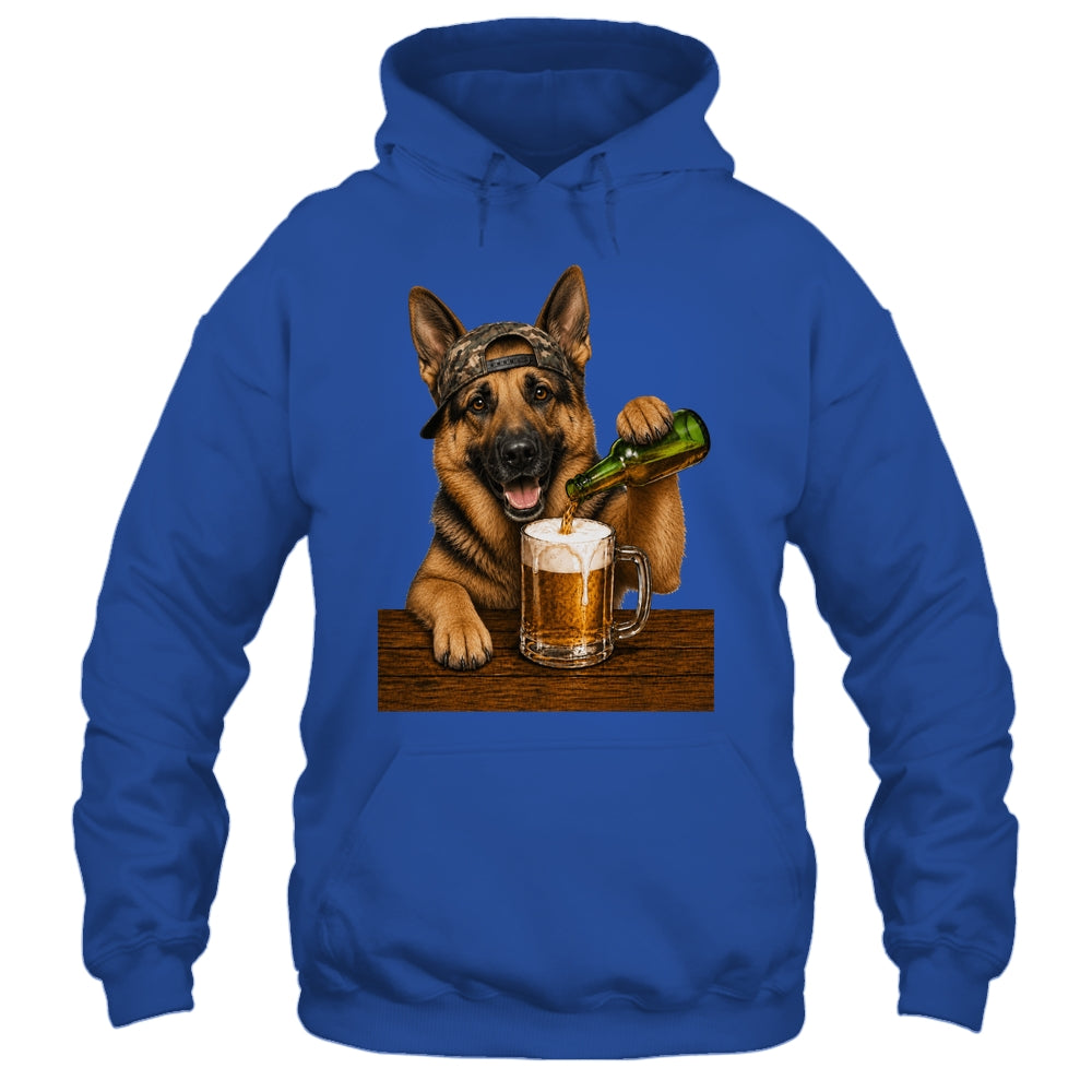 German Shepherd Drinking Beer Funny Dog Meme Fathers Day Shirt & Hoodie | siriusteestore
