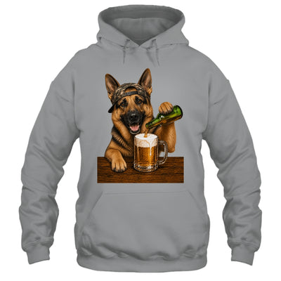 German Shepherd Drinking Beer Funny Dog Meme Fathers Day Shirt & Hoodie | siriusteestore