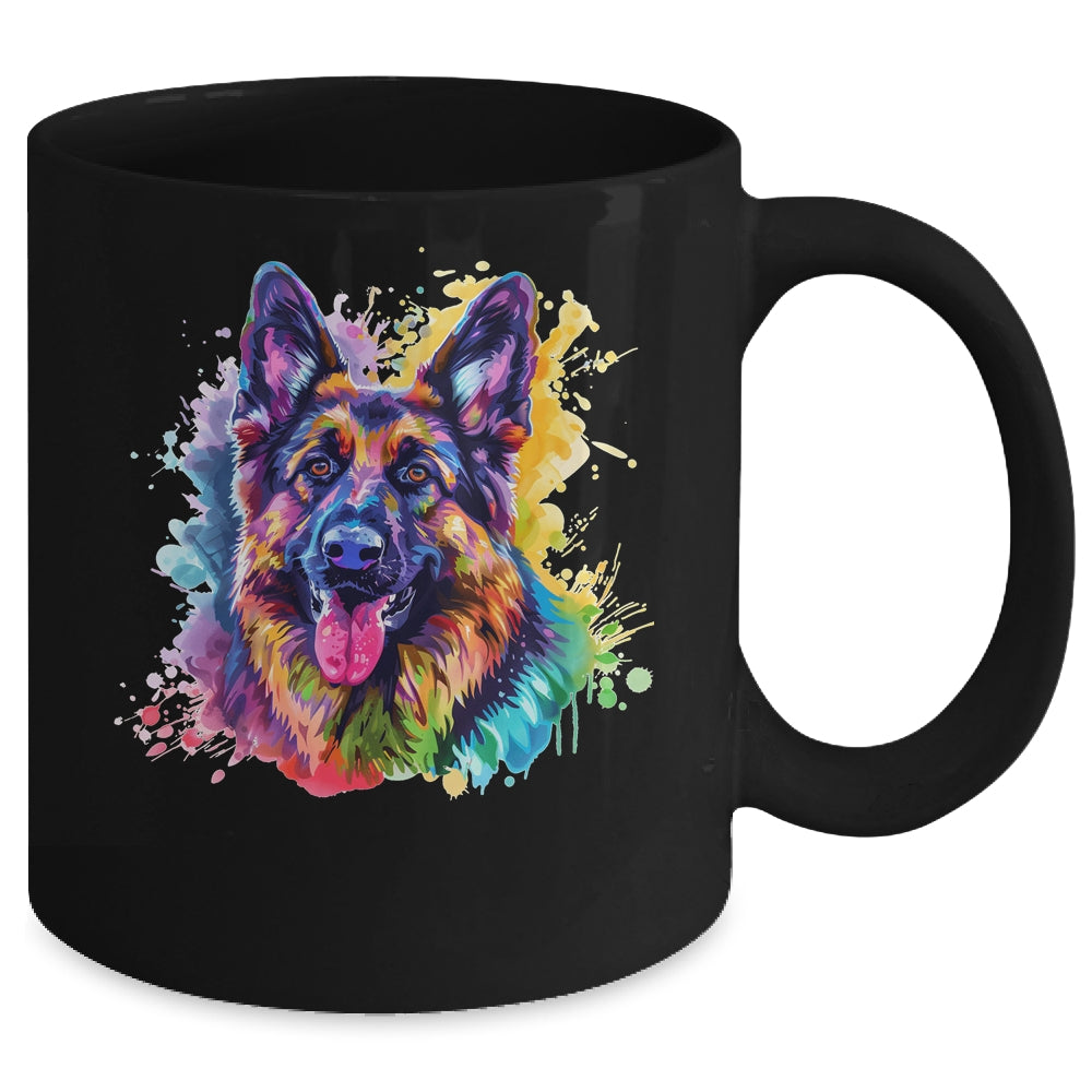 German Shepherd Mom Lover Puppy Dog Watercolor Tie Dye Painting Mug | siriusteestore