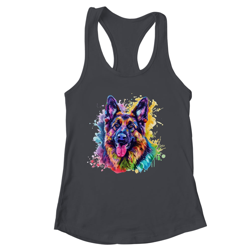 German Shepherd Mom Lover Puppy Dog Watercolor Tie Dye Painting Shirt & Tank Top | siriusteestore