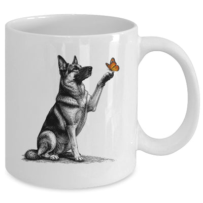 German Shepherd With Butterfly Minimalist Dog Lover Design Mug | siriusteestore