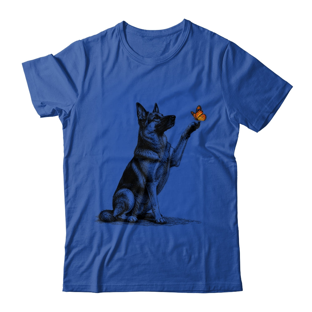 German Shepherd With Butterfly Minimalist Dog Lover Design Shirt & Tank Top | siriusteestore
