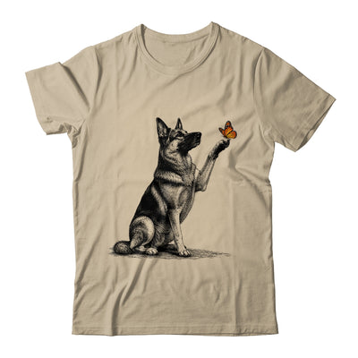 German Shepherd With Butterfly Minimalist Dog Lover Design Shirt & Tank Top | siriusteestore