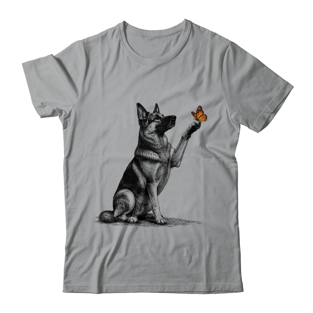 German Shepherd With Butterfly Minimalist Dog Lover Design Shirt & Tank Top | siriusteestore