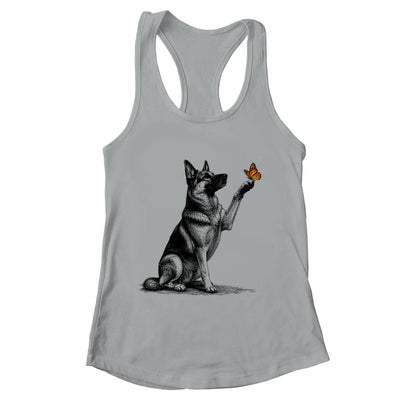 German Shepherd With Butterfly Minimalist Dog Lover Design Shirt & Tank Top | siriusteestore
