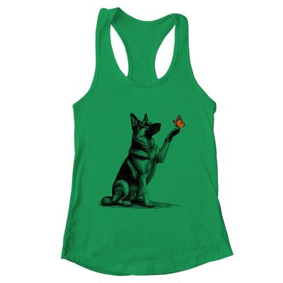 German Shepherd With Butterfly Minimalist Dog Lover Design Shirt & Tank Top | siriusteestore
