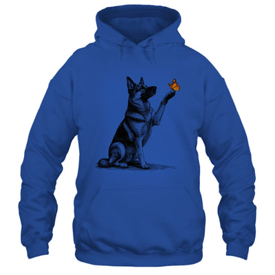 German Shepherd With Butterfly Minimalist Dog Lover Design Shirt & Tank Top | siriusteestore