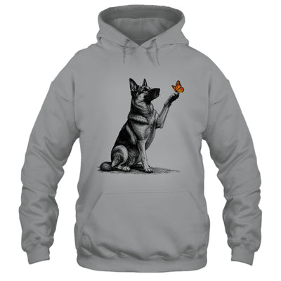 German Shepherd With Butterfly Minimalist Dog Lover Design Shirt & Tank Top | siriusteestore