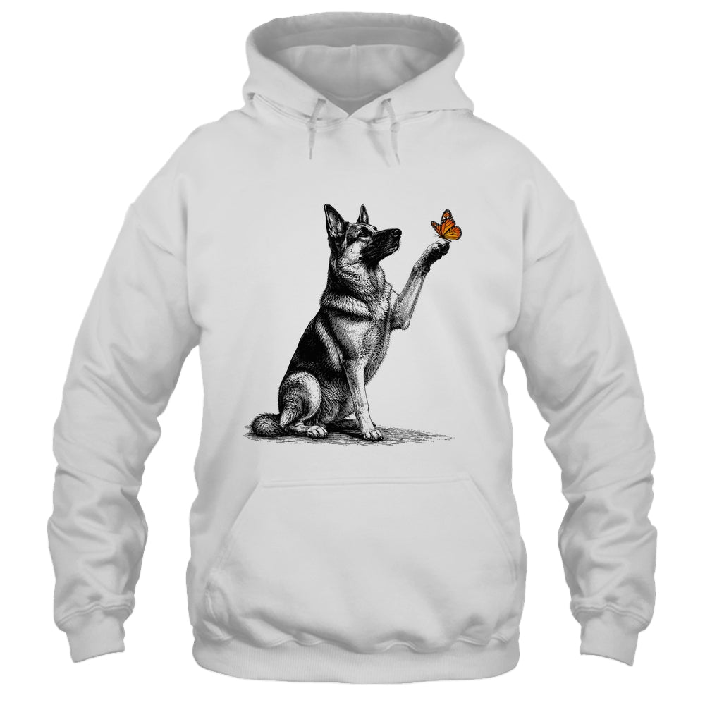 German Shepherd With Butterfly Minimalist Dog Lover Design Shirt & Tank Top | siriusteestore