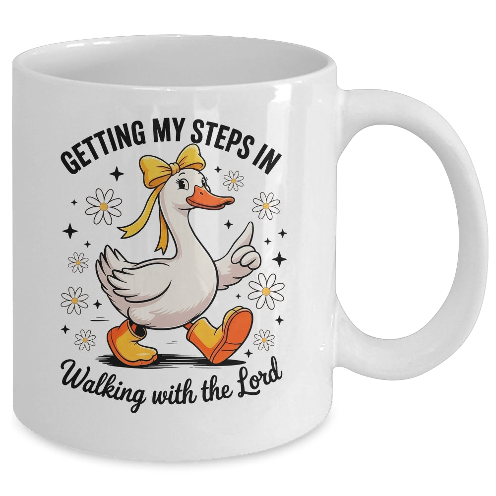 Getting My Steps In Walking With The Lord Christian Goose Mug | siriusteestore
