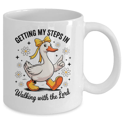 Getting My Steps In Walking With The Lord Christian Goose Mug | siriusteestore
