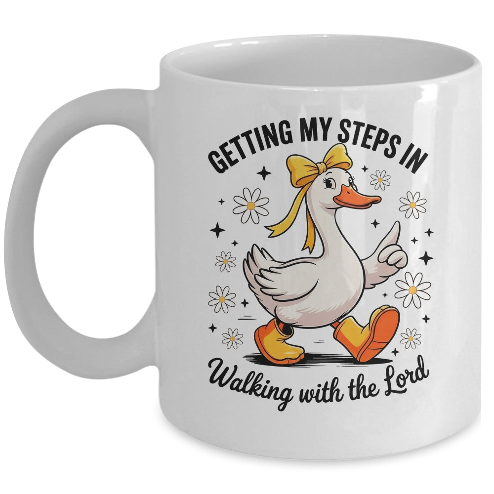 Getting My Steps In Walking With The Lord Christian Goose Mug | siriusteestore