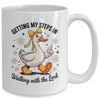 Getting My Steps In Walking With The Lord Christian Goose Mug | siriusteestore