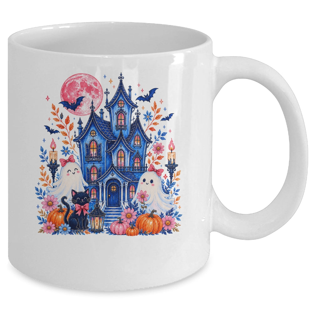 Ghose House Brushstroke Halloween Spooky Season Floral Fall Mug | siriusteestore