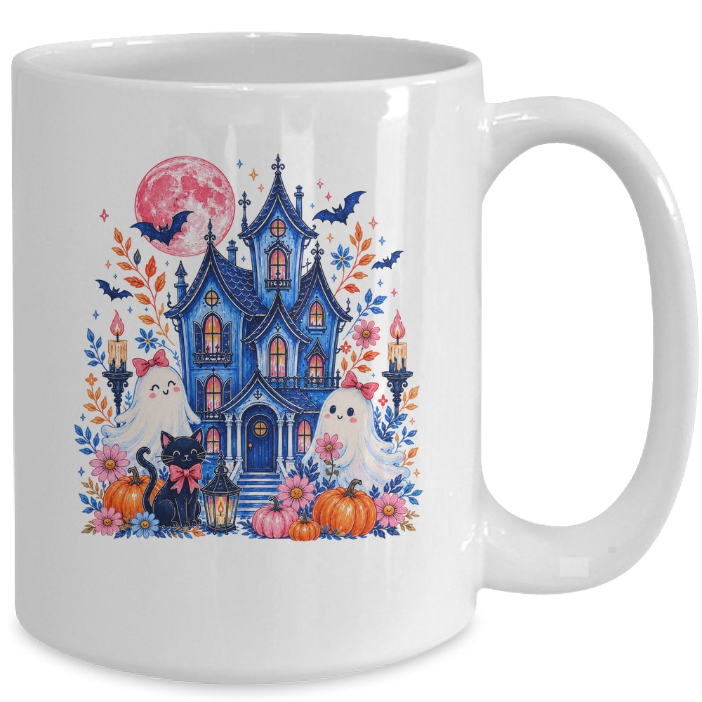 Ghose House Brushstroke Halloween Spooky Season Floral Fall Mug | siriusteestore