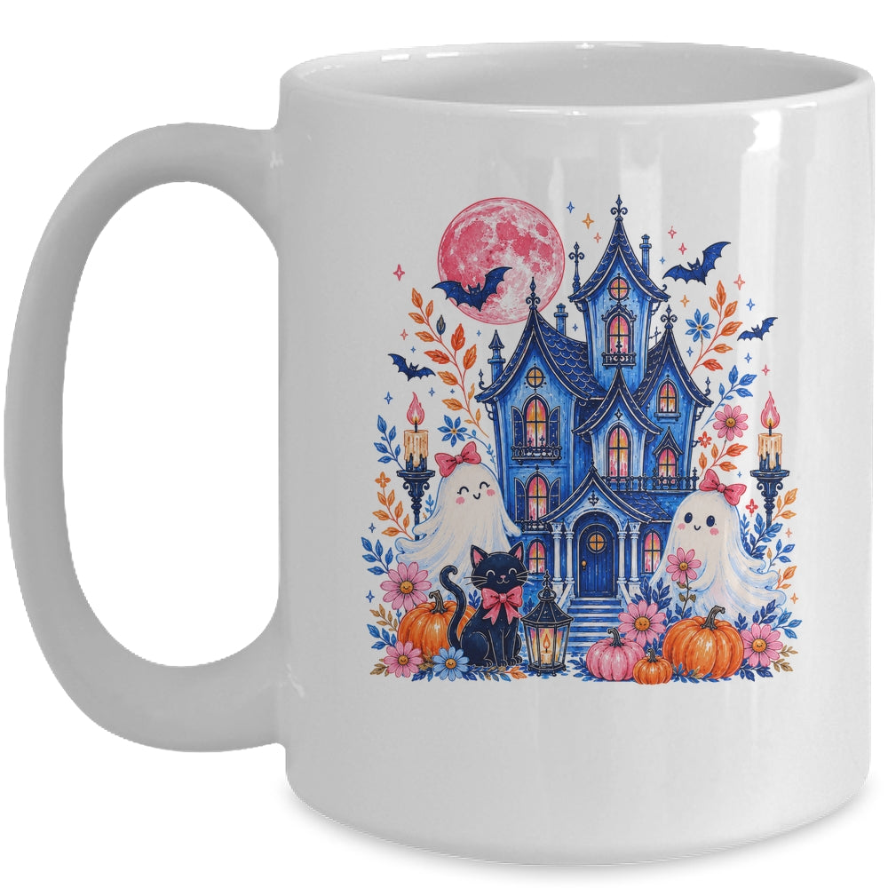 Ghose House Brushstroke Halloween Spooky Season Floral Fall Mug | siriusteestore