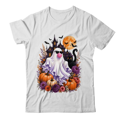 Ghost Blowing Bubble Gum Brushstroke Halloween House Floral Shirt & Hoodie | siriusteestore