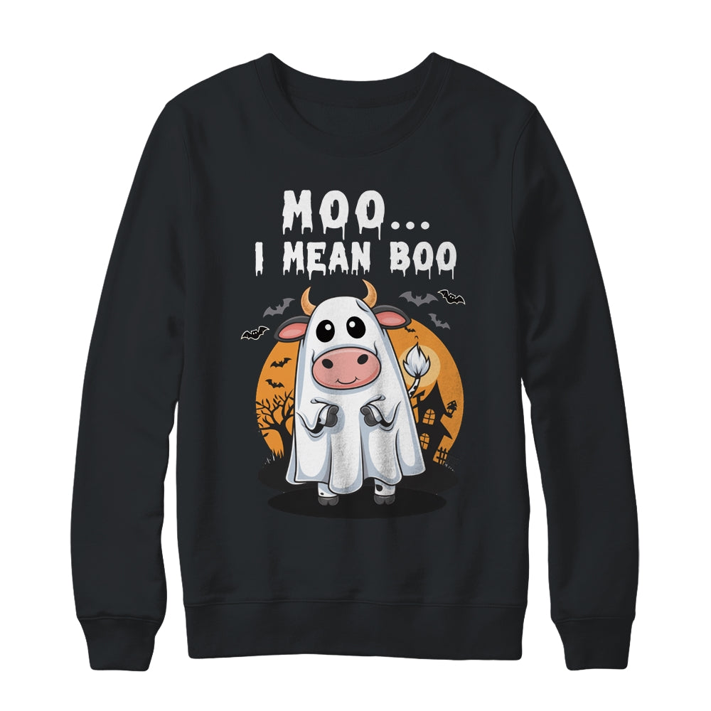 Ghost Cow Moo I Mean Boo Halloween Funny Cow Lover Shirt & Sweatshirt | siriusteestore