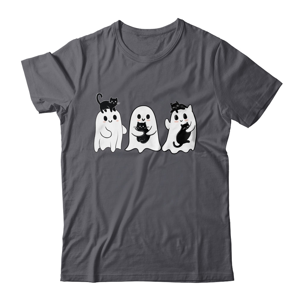 Ghost Holding Black Cat Funny Halloween Cat Lovers Women Shirt & Hoodie | siriusteestore