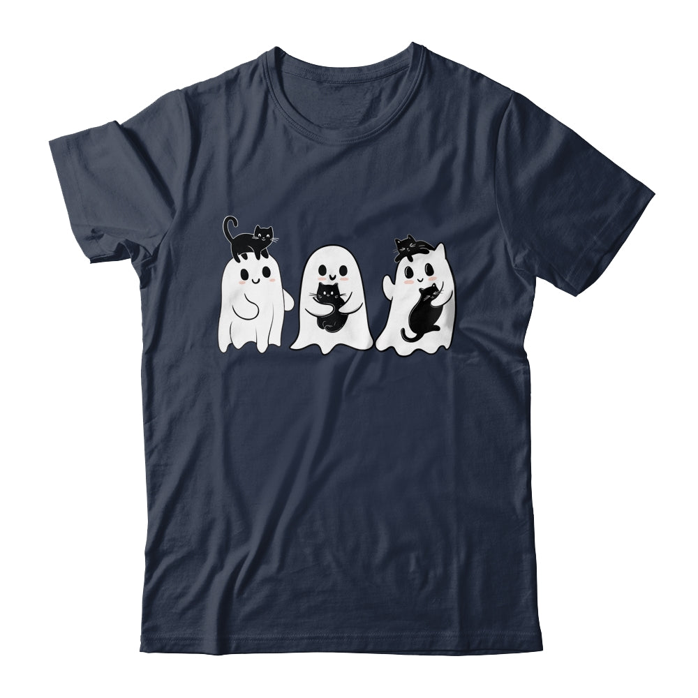 Ghost Holding Black Cat Funny Halloween Cat Lovers Women Shirt & Hoodie | siriusteestore