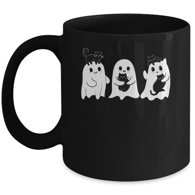 Ghost Holding Black Cat Funny Halloween Cat Lovers Women Mug | siriusteestore