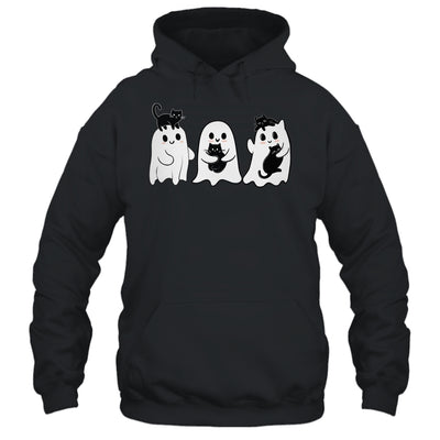 Ghost Holding Black Cat Funny Halloween Cat Lovers Women Shirt & Hoodie | siriusteestore