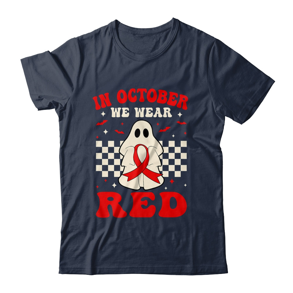 Ghost In October We Wear Red  For Red Ribbon Week Awareness Shirt & Hoodie | siriusteestore