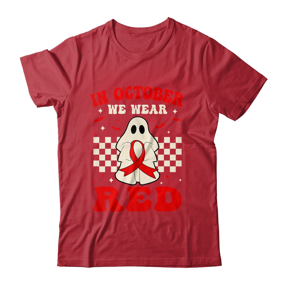 Ghost In October We Wear Red  For Red Ribbon Week Awareness Shirt & Hoodie | siriusteestore