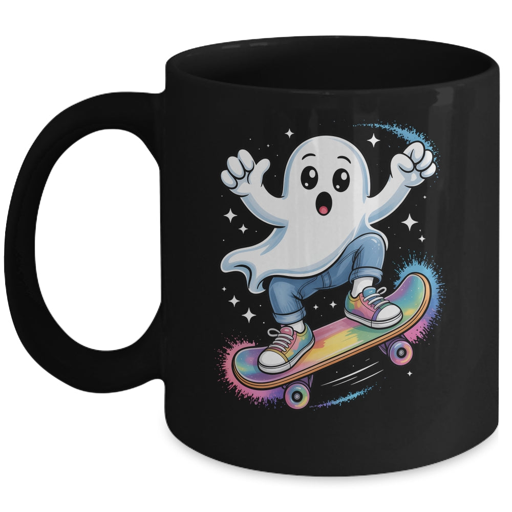 Ghost On Skateboard Funny Halloween Costume Skateboarding Mug | siriusteestore