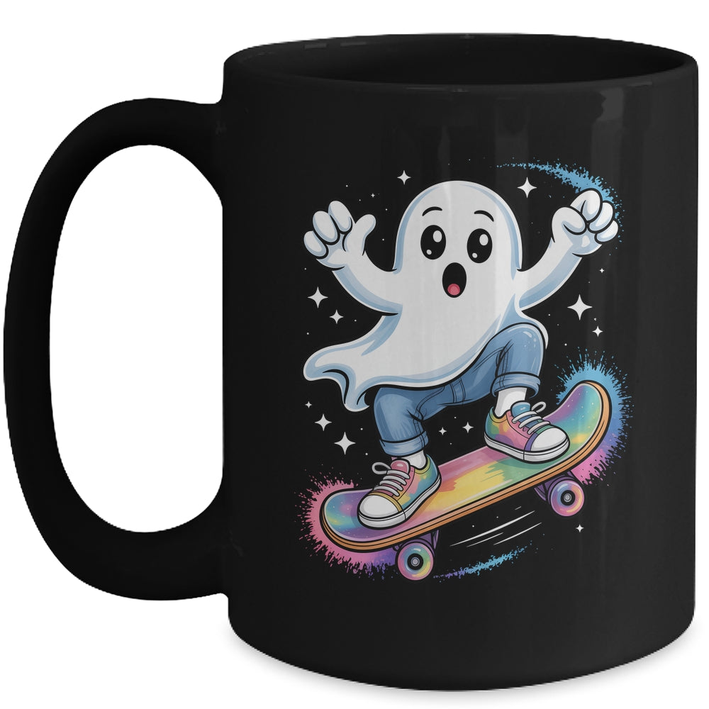 Ghost On Skateboard Funny Halloween Costume Skateboarding Mug | siriusteestore