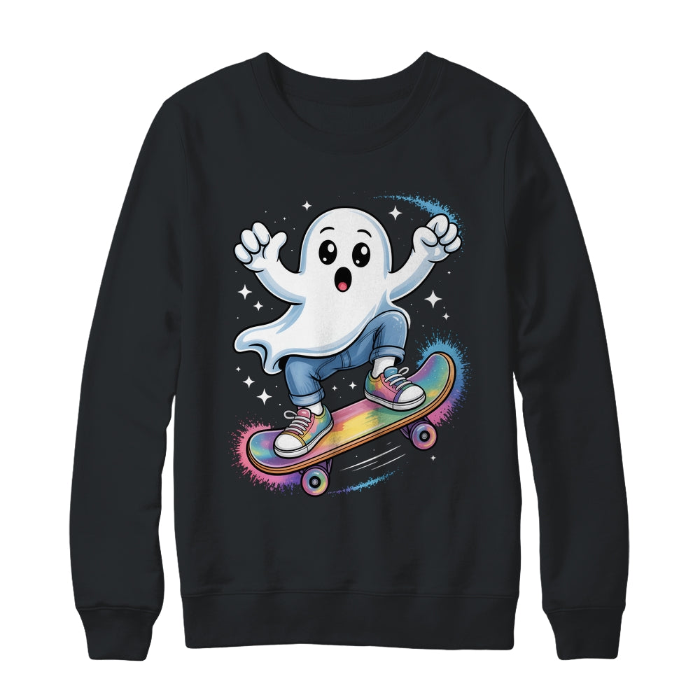 Ghost On Skateboard Funny Halloween Costume Skateboarding Shirt & Sweatshirt | siriusteestore