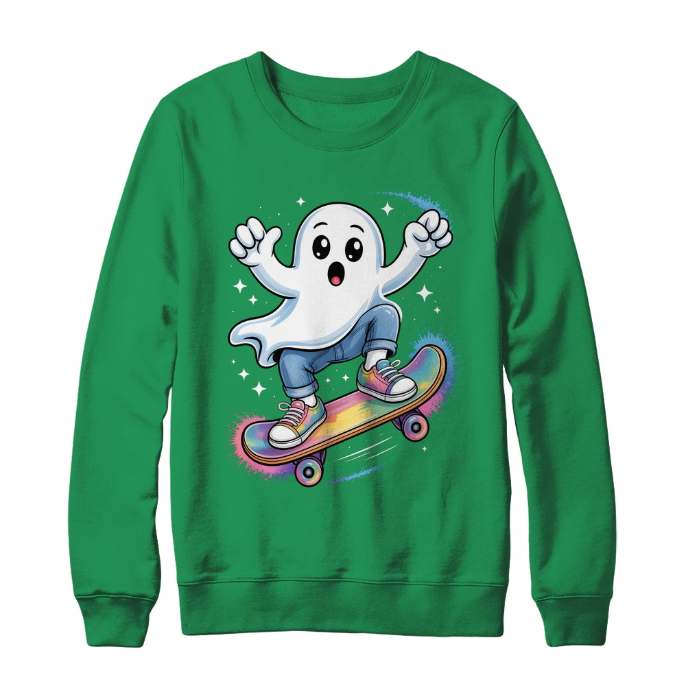 Ghost On Skateboard Funny Halloween Costume Skateboarding Shirt & Sweatshirt | siriusteestore