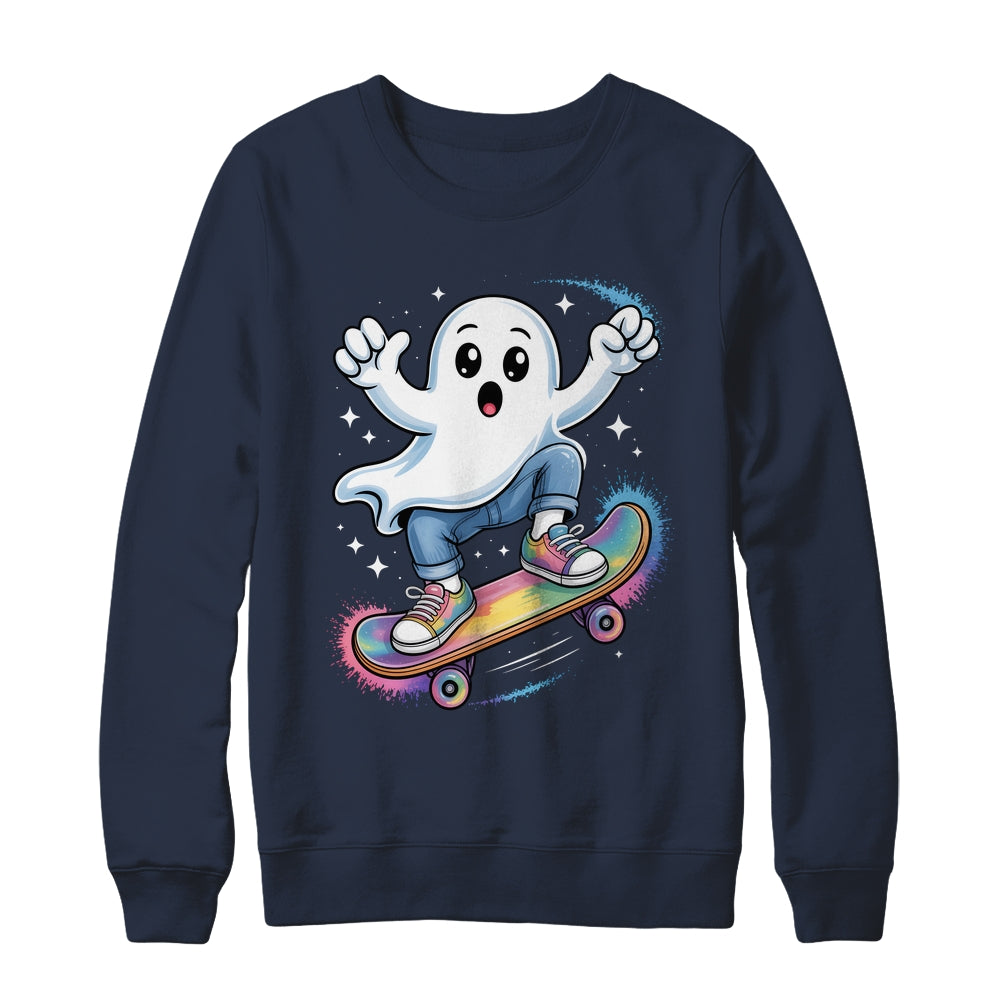 Ghost On Skateboard Funny Halloween Costume Skateboarding Shirt & Sweatshirt | siriusteestore
