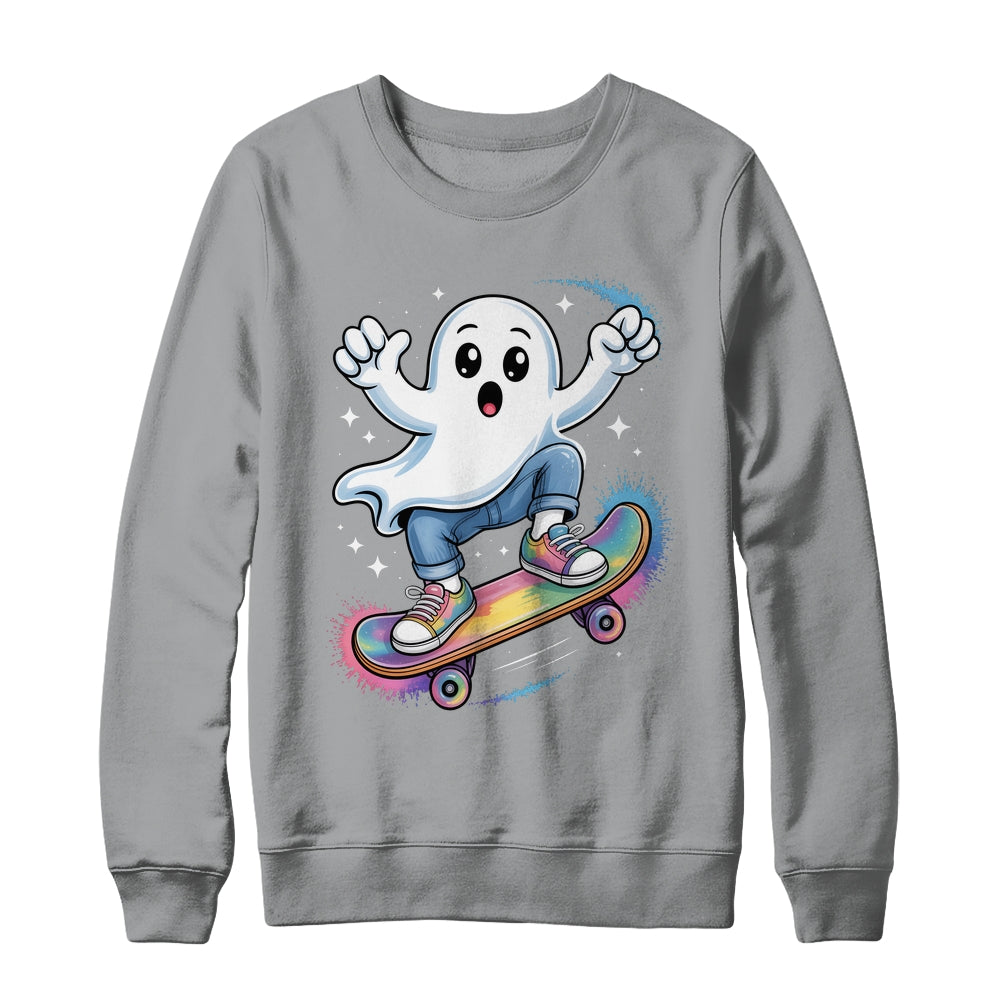 Ghost On Skateboard Funny Halloween Costume Skateboarding Shirt & Sweatshirt | siriusteestore
