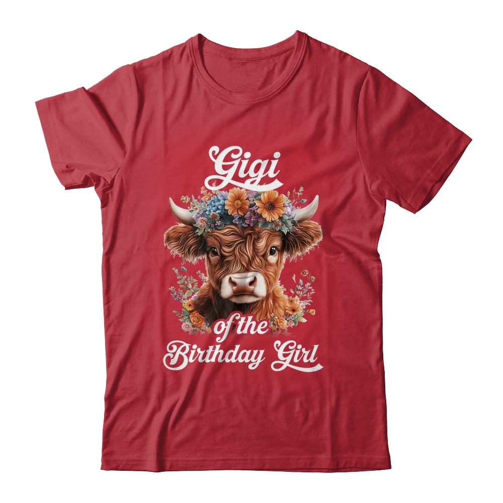 Gigi Of The Birthday Girl Highland Cow Farm Family Shirt & Hoodie | siriusteestore