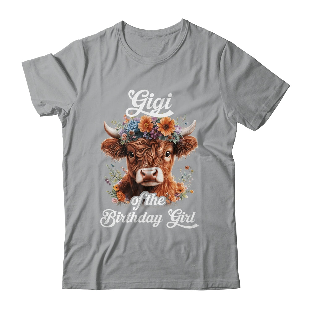 Gigi Of The Birthday Girl Highland Cow Farm Family Shirt & Hoodie | siriusteestore