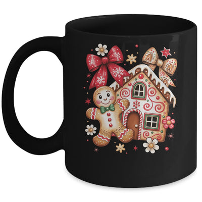Gingerbread Christmas Bow Christmas House Retro Cookie Xmas Mug | siriusteestore