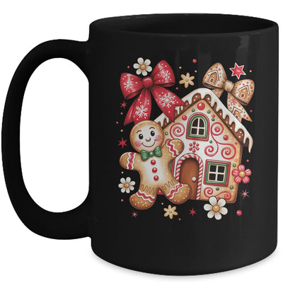 Gingerbread Christmas Bow Christmas House Retro Cookie Xmas Mug | siriusteestore