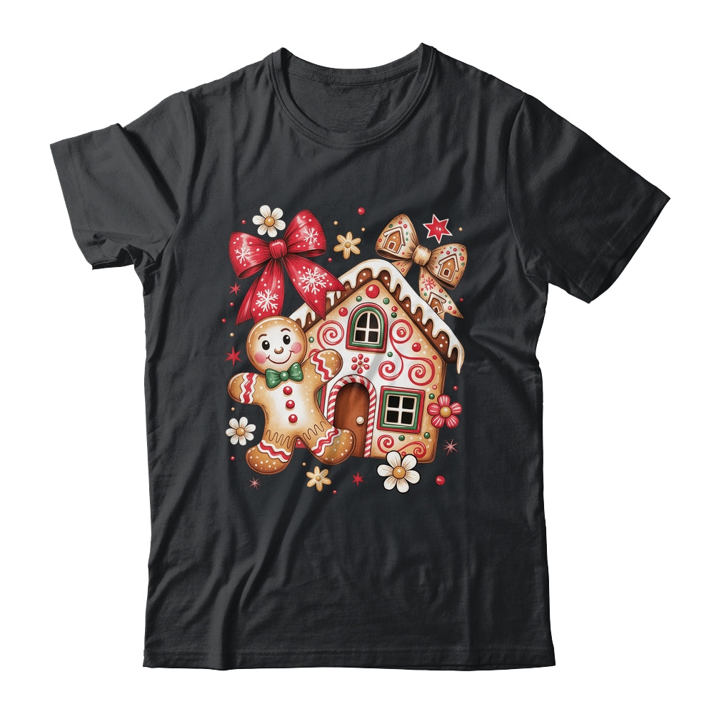 Gingerbread Christmas Bow Christmas House Retro Cookie Xmas Shirt & Sweatshirt | siriusteestore