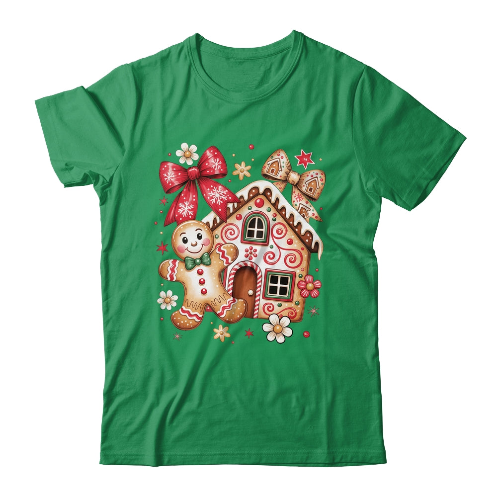 Gingerbread Christmas Bow Christmas House Retro Cookie Xmas Shirt & Sweatshirt | siriusteestore