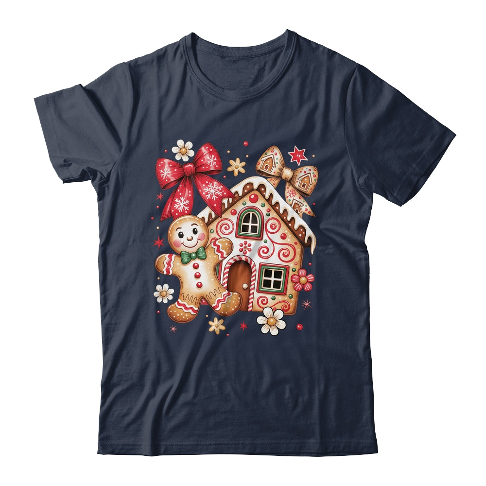 Gingerbread Christmas Bow Christmas House Retro Cookie Xmas Shirt & Sweatshirt | siriusteestore
