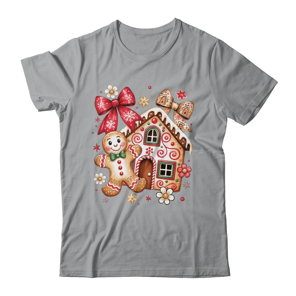 Gingerbread Christmas Bow Christmas House Retro Cookie Xmas Shirt & Sweatshirt | siriusteestore