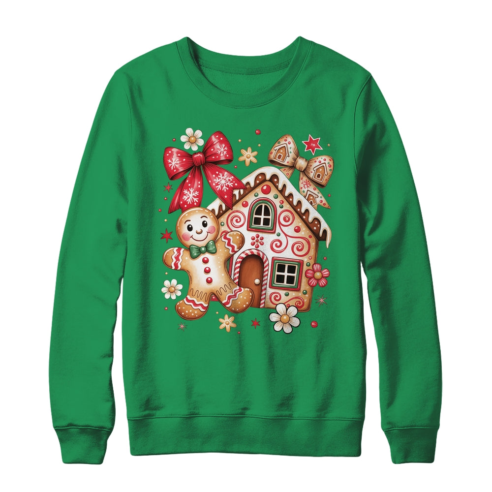 Gingerbread Christmas Bow Christmas House Retro Cookie Xmas Shirt & Sweatshirt | siriusteestore