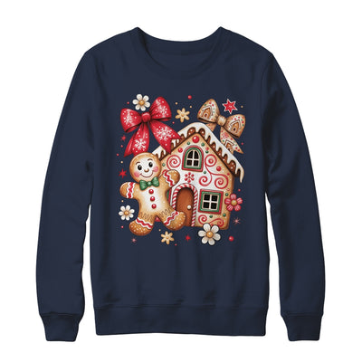 Gingerbread Christmas Bow Christmas House Retro Cookie Xmas Shirt & Sweatshirt | siriusteestore
