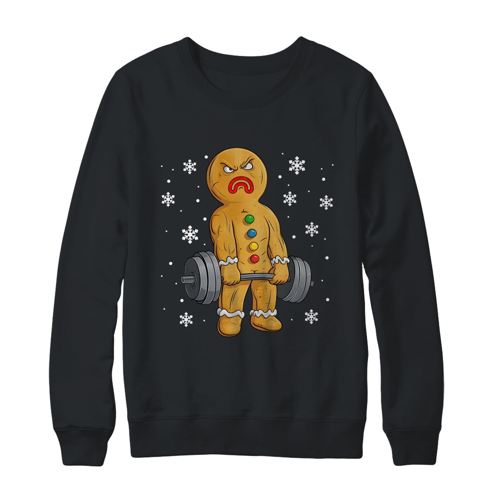Gingerbread Man Weightlifting Christmas Fitness Gym Deadlift Shirt & Sweatshirt | siriusteestore