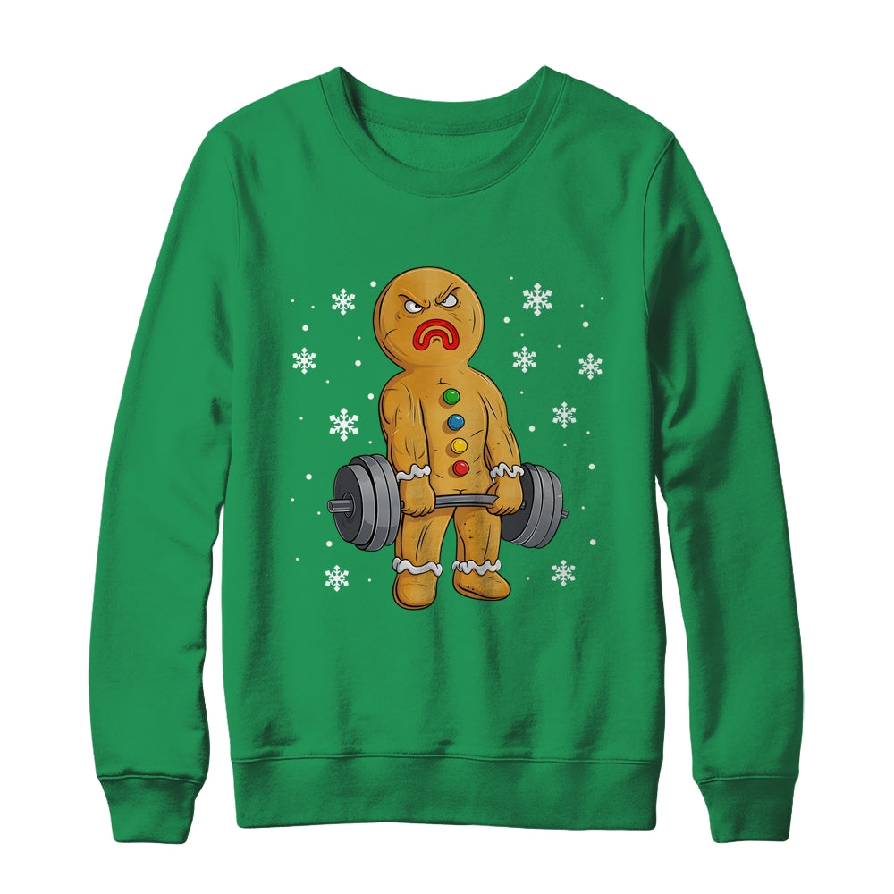 Gingerbread Man Weightlifting Christmas Fitness Gym Deadlift Shirt & Sweatshirt | siriusteestore