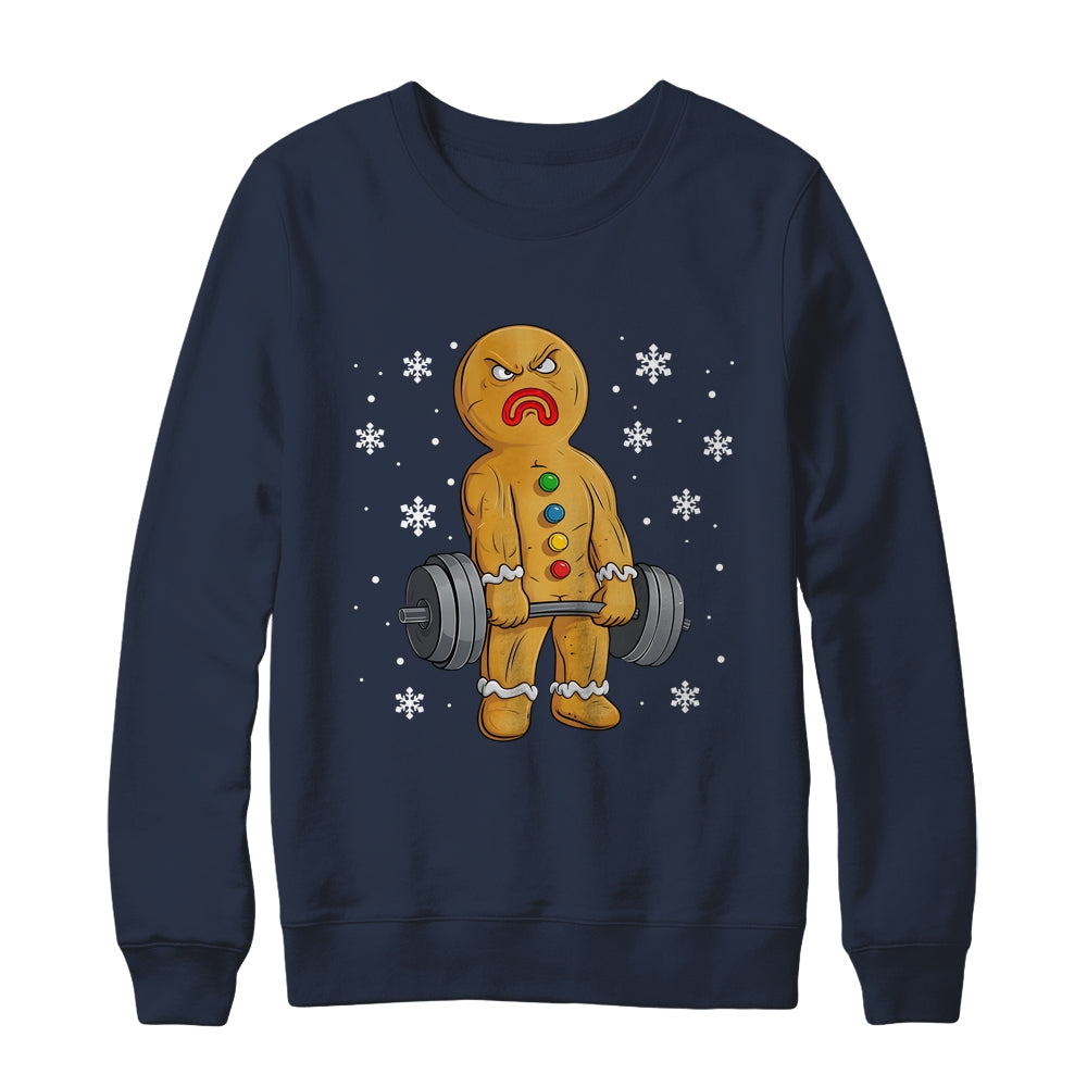 Gingerbread Man Weightlifting Christmas Fitness Gym Deadlift Shirt & Sweatshirt | siriusteestore