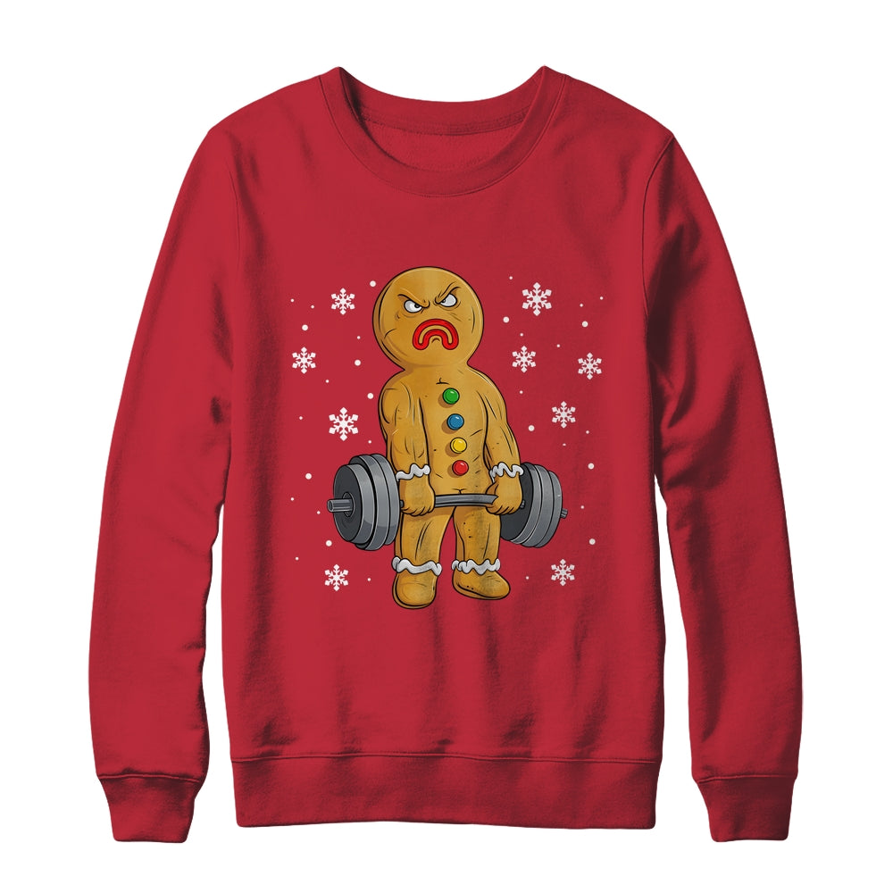 Gingerbread Man Weightlifting Christmas Fitness Gym Deadlift Shirt & Sweatshirt | siriusteestore